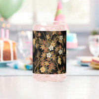 Art floral automnal noir doré vintage japonais
