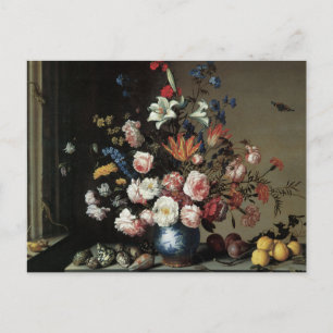 Art Floral avec carte postale Lillies Roses