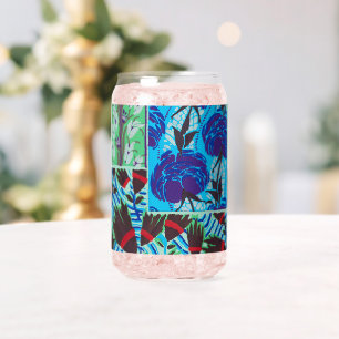 Art floral bleu et vert maximaliste vibrant