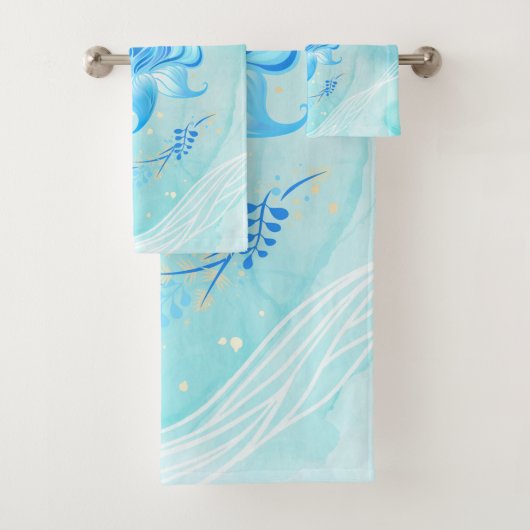 Art floral de lotus bleu et sarcelle (En situation)