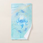 Art floral de lotus bleu et sarcelle (Serviette à main)