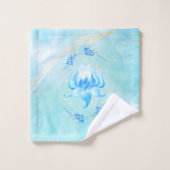 Art floral de lotus bleu et sarcelle (Gant de toilette)