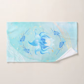Art floral de lotus bleu et sarcelle (Serviette à main)