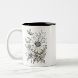 Art floral élégant - Mug à deux tons (11 oz)