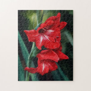 Art Floral Jardin Fleurs Rouges Puzzle