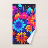 Art floral néon vibrant (Serviette à main)