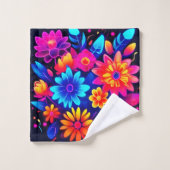 Art floral néon vibrant (Gant de toilette)