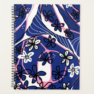 Art floral neuro maximaliste - Bleu Rose Blanc