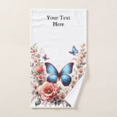 Art floral papillon bleu personnalisable-96279 (Serviette à main)