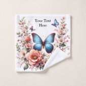 Art floral papillon bleu personnalisable-96279 (Gant de toilette)