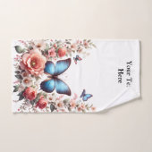 Art floral papillon bleu personnalisable-96279 (Serviette à main)