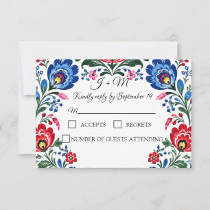 Art floral populaire polonais moderne mariage RSVP