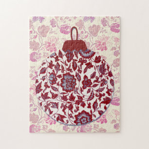 Art floral rouge Noël Puzzle vintage