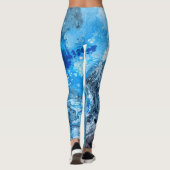 Art fluide abstrait bleu #01 leggings (Dos)