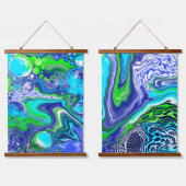 Art fluide bleu et vert Suspendu Tapisserie (Double)