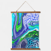 Art fluide bleu et vert Suspendu Tapisserie (Recto 2)
