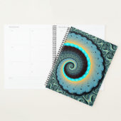 Art fractal abstrait bleu turquoise orange Spirale (Devant avec enveloppe)
