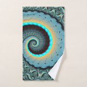 Art fractal abstrait bleu turquoise orange Spirale (Serviette à main)