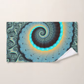 Art fractal abstrait bleu turquoise orange Spirale (Serviette à main)