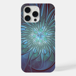 Art fractal abstrait moderne de fleur bleue tendan