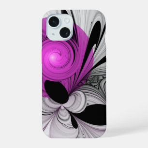 Art fractal abstrait noir gris avec magenta