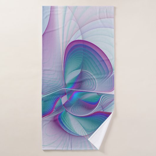 Art Fractal Abstrait rose bleu turquoise (Serviette de bain)