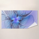 Art fractal moderne abstrait bleu lavande (Serviette de bain)