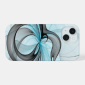 Art fractal moderne gris anthracite abstrait bleu (Verso Horizontal)