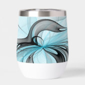 Art fractal moderne gris anthracite abstrait bleu (Arrière)