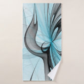 Art fractal moderne gris anthracite abstrait bleu (Serviette de bain)