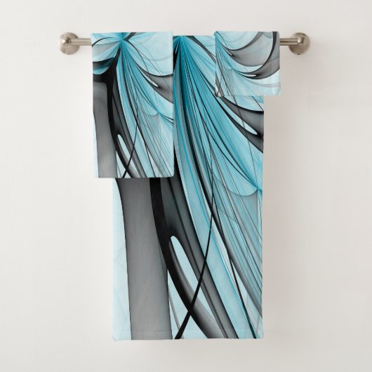 Art fractal moderne gris anthracite abstrait bleu (En situation)