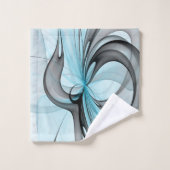 Art fractal moderne gris anthracite abstrait bleu (Gant de toilette)