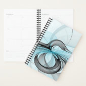 Art fractal moderne gris anthracite abstrait bleu (Devant avec enveloppe)