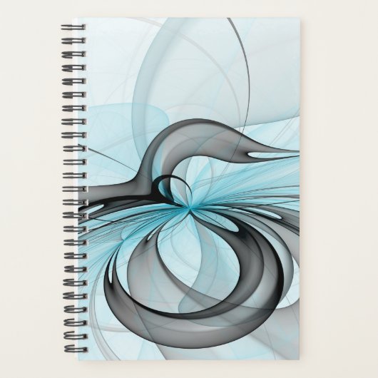 Art fractal moderne gris anthracite abstrait bleu (Devant)