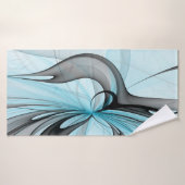 Art fractal moderne gris anthracite abstrait bleu (Serviette de bain)