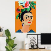 Art Frida Kahlo, affiche florale (Bureau à domicile)