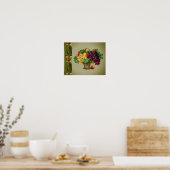  Art Fruit Basket Ananas Border Poster (Keuken)