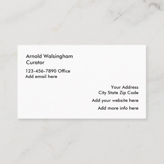 Art Gallery Profielkaarten Visitekaartje (Achterkant)