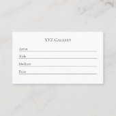 Art Gallery Tentoonstelling Label Kaart Sjabloon (Voorkant)