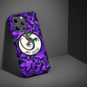 Art Gecko - paarse achtergrond iPhone 11 Pro Hoesje