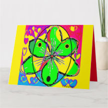 Art geïnspireerde geel roze groene bloemblaadjes