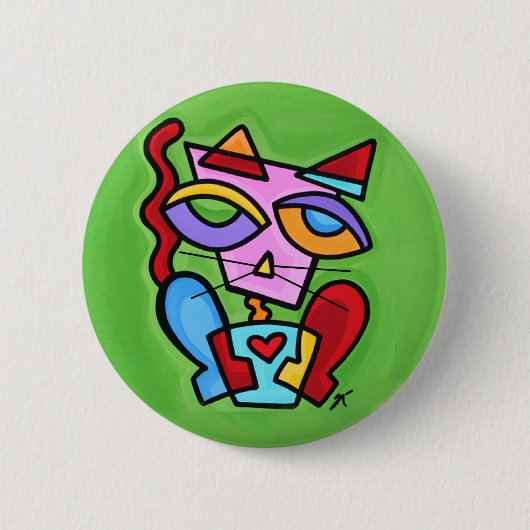 art_gelukkylovecat_rnd ronde button 5,7 cm (Voorkant)