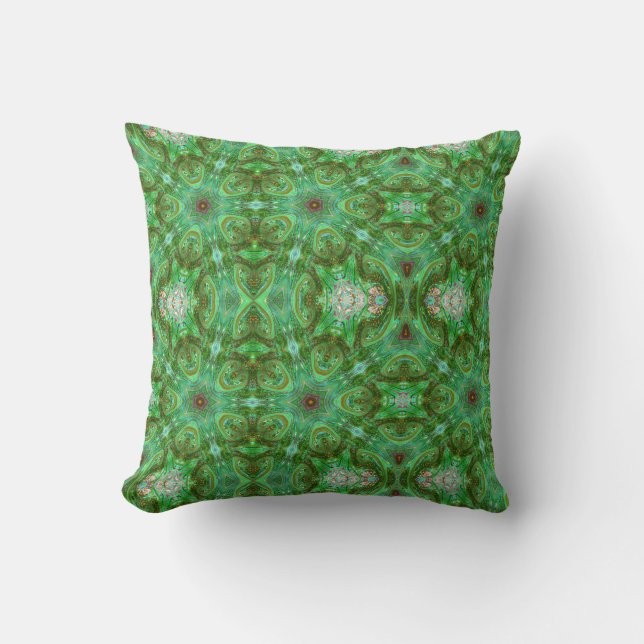 Art géométrique moderne Peacock Coussin vert (Recto)