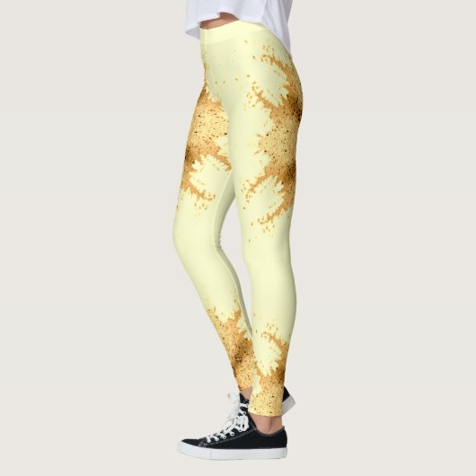 Art géométrique moderne sepia jaune leggings femme (Gauche)