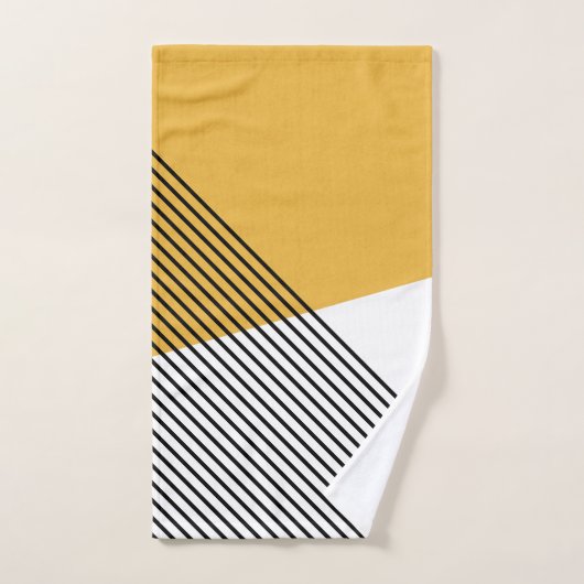 Art géométrique simple noir, blanc et jaune (Serviette à main)