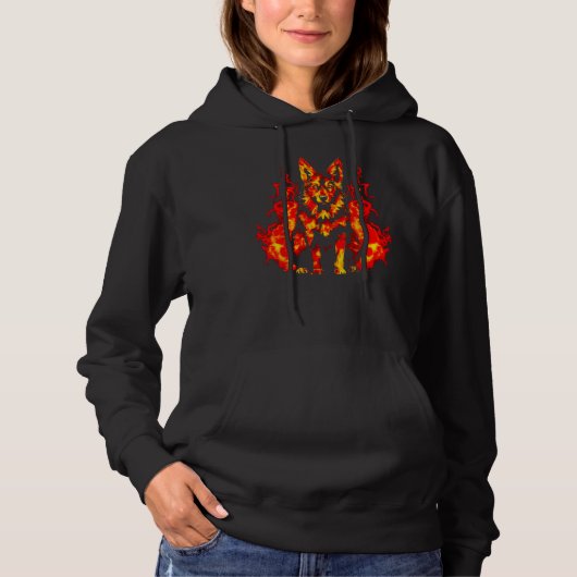 Art German Shepherd Dog Fire Hoodie (Voorkant)