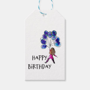 Art Gift Label voor Verjaardag,  Waterverf Print Cadeaulabel