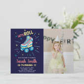 Art Girl Patinage Anniversaire Invitations avec ph (Debout devant)