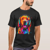 Art Golden Retriever Dog DJ Headset T-shirt (Voorkant)
