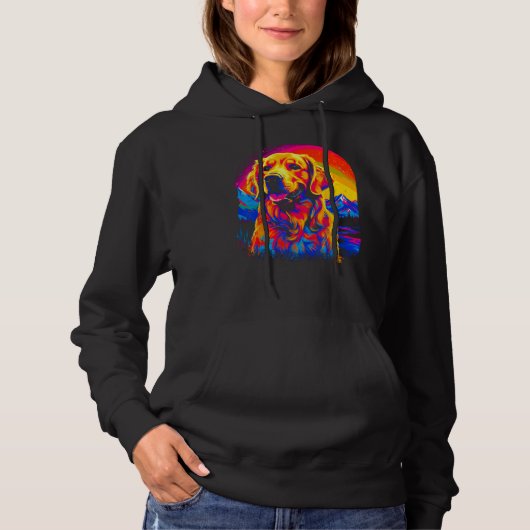 Art Golden Retriever Dog Sunset Hoodie (Voorkant)